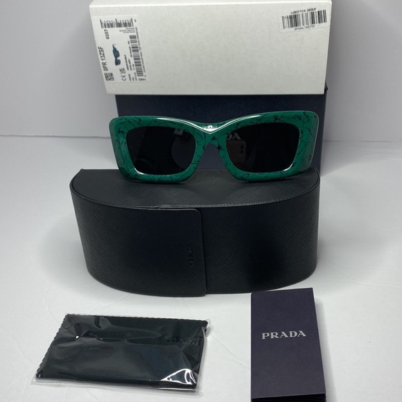 New- Prada PR13ZSF Green Marble Dark Grey Sunglasses - Picture 13 of 17